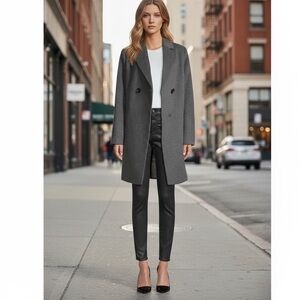 NWT Sam Edelman Women’s Wool Blend Double-Breasted Cutaway Coat Fall Winter Warm